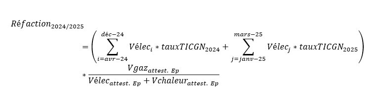 Formule réfaction TICGN