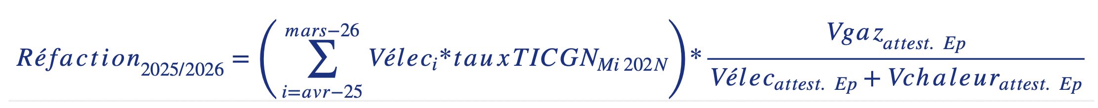 Formule réfaction TICGN