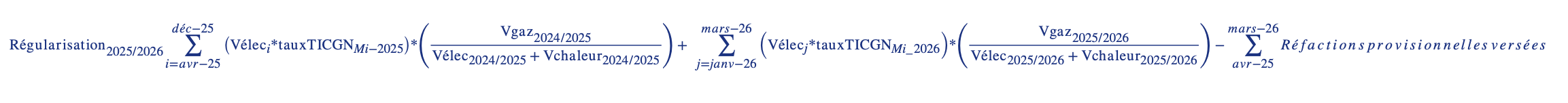 Formule de calcul TICGN